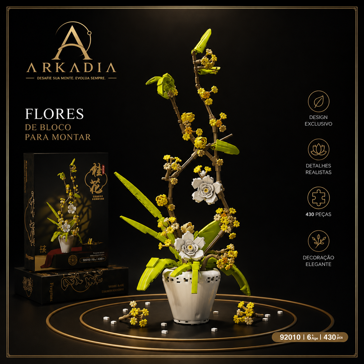 Blocos de Montar Flores Osmanthus — Decoração Botânica para Adultos